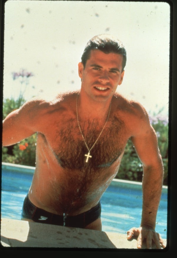 Lorenzo Lamas Vintage Photo Agency 35mm Transparency Barechested Wet Swimsuit