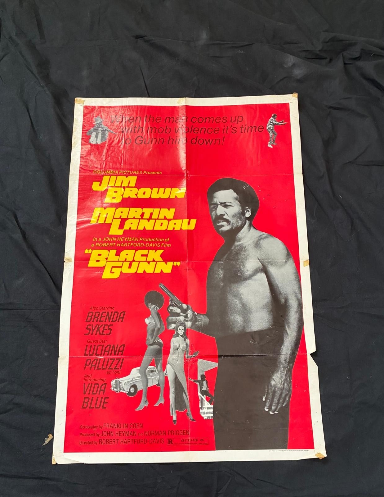 Black Gunn 1972 Original One Sheet Movie Poster Jim Brown Blaxploitation