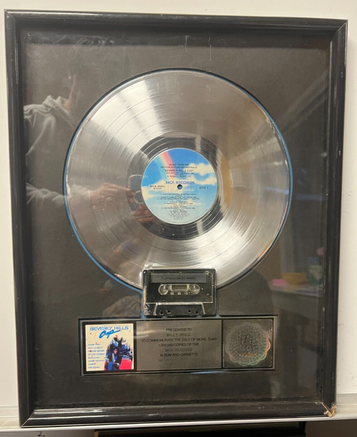RIAA CERTIFIED SALES AWARD BEVERLY HILLS COP , OST . 1M copies SALES !!!DAMAGE!!