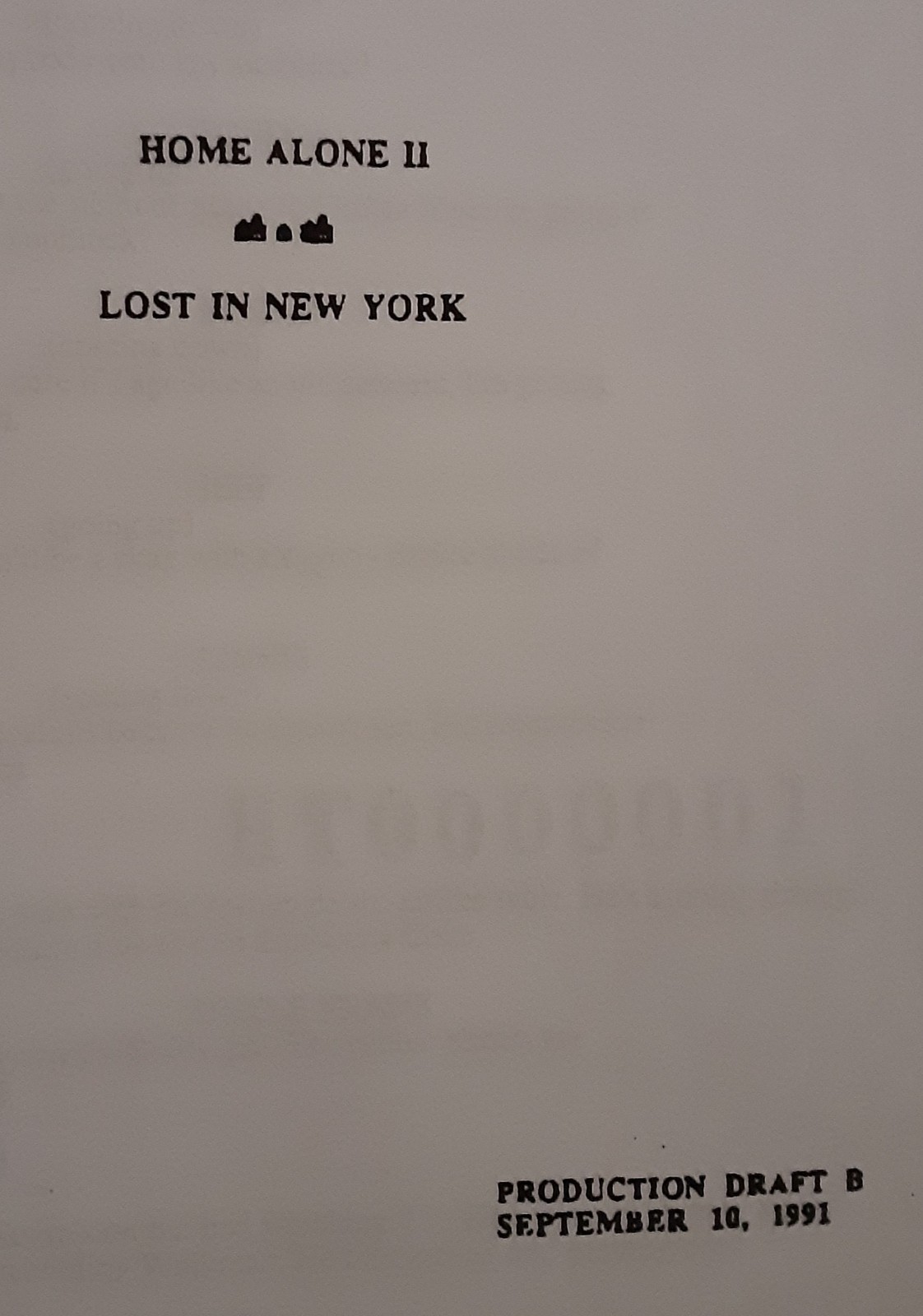 HOME ALONE 2: LOST IN NEW YORK (1991) Screenplay