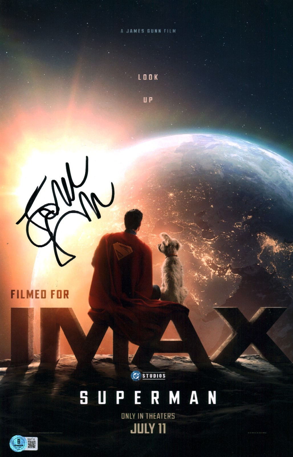 JAMES GUNN SIGNED AUTOGRAPHED SUPERMAN DIRECTOR DC 11X17 PHOTO POSTER BAS COA