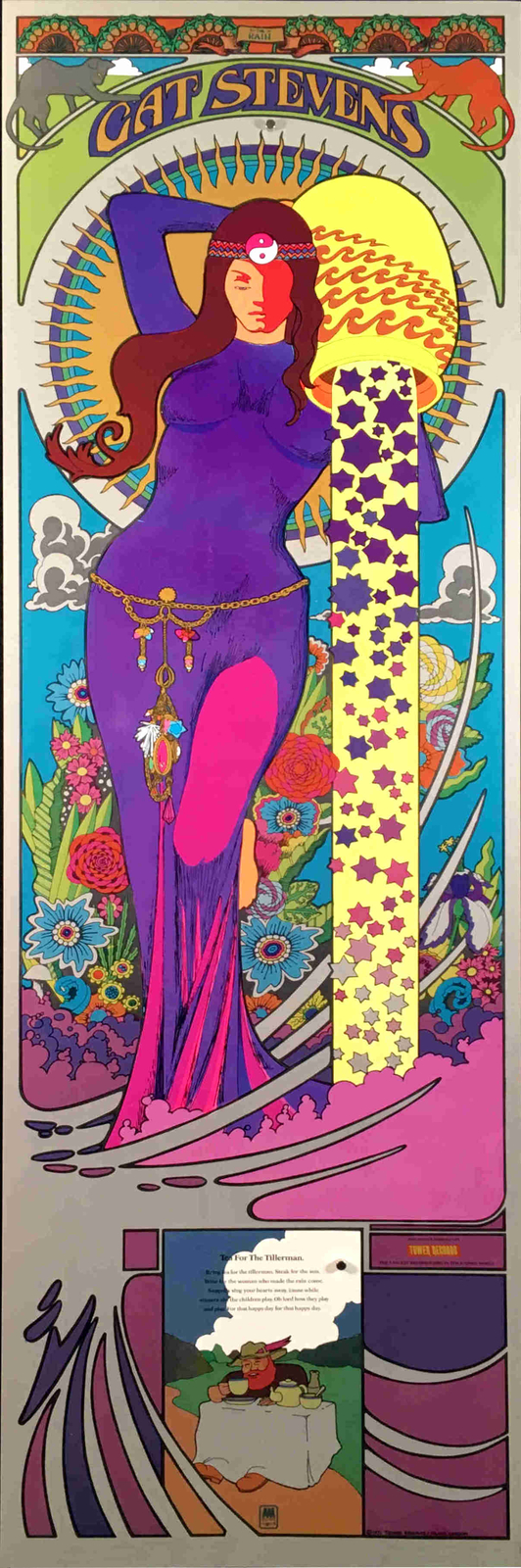 Cat Stevens Poster Tea for the Tillerman 1971 Original Rare A&M/Tower Records
