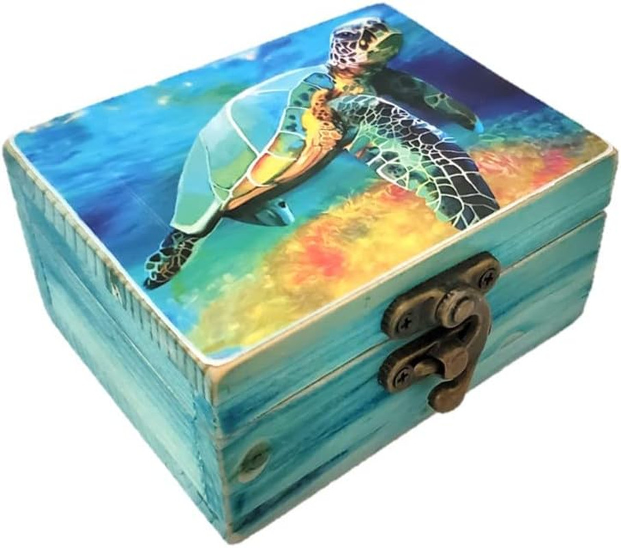 Sea Turtle Lovers Jewelry Trinket Keepsake Box. Home Decor, Gifts for Beach a…