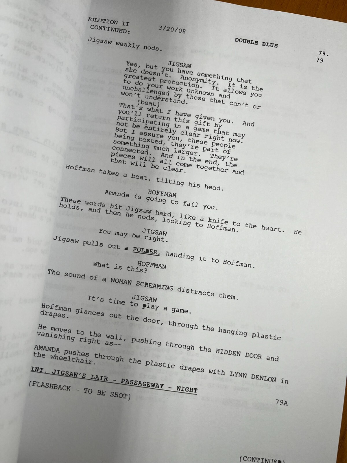 Saw V Script Signed- Autograph Reprints- Jigsaw- Saw 5 Movie Script