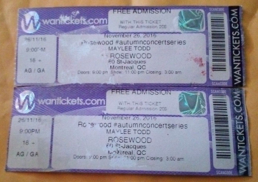 2 VTG 2010s Rosewood #autumnconcertseries Tickets (Quebec Canada) – Maylee Todd