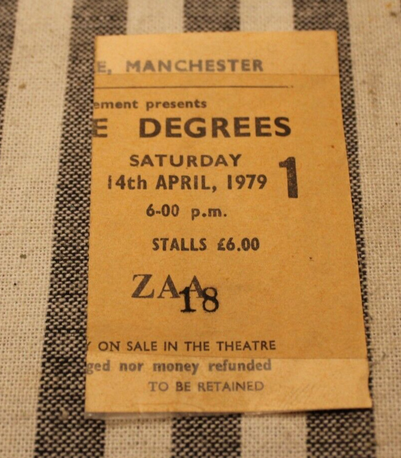 The Three Degrees Concert Ticket Stub ~ 1979 Manchester (UK)