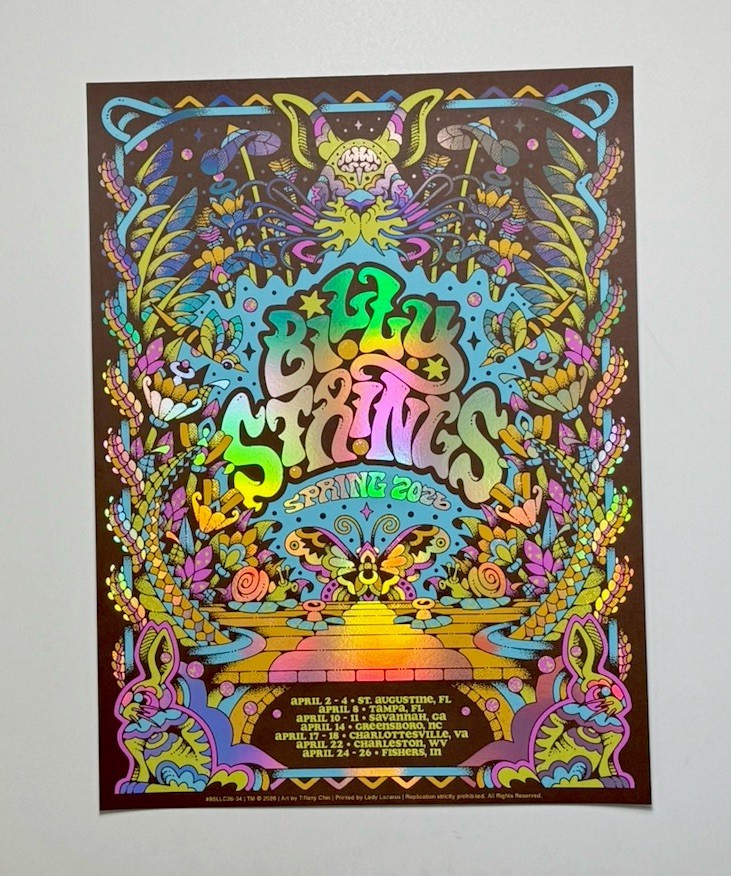 Billy Strings Poster Spring Tour 2026 Official Silkscreen #d FOIL Variant S/N AP