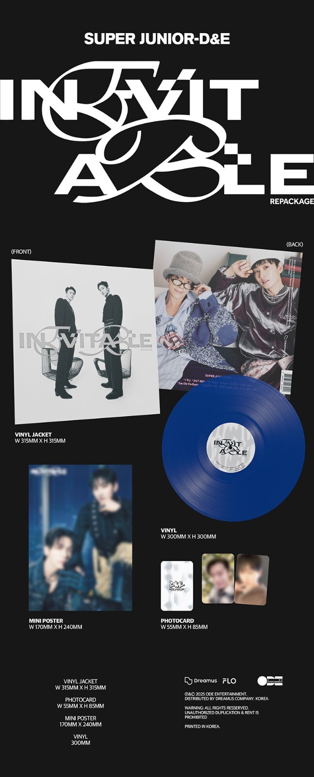 SUPER JUNIOR-D&E INEVITABLE LIMITED EDITION COLOR LP VER. VINYL + PHOTOCARD SET