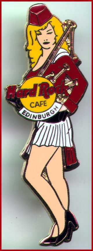 Hard Rock Cafe EDINBURGH 1990s Sexy BAGPIPER Girl PIN Clasp Back 2LC – HRC #2376