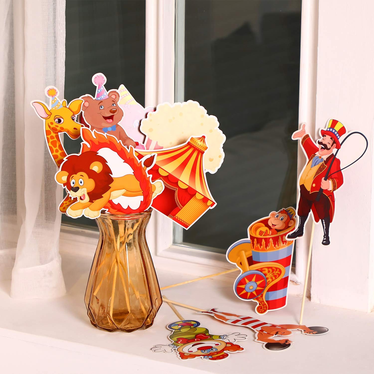 24 Pieces Carnival Cutouts Party Supplies, Circus Theme Birthday Party Favors