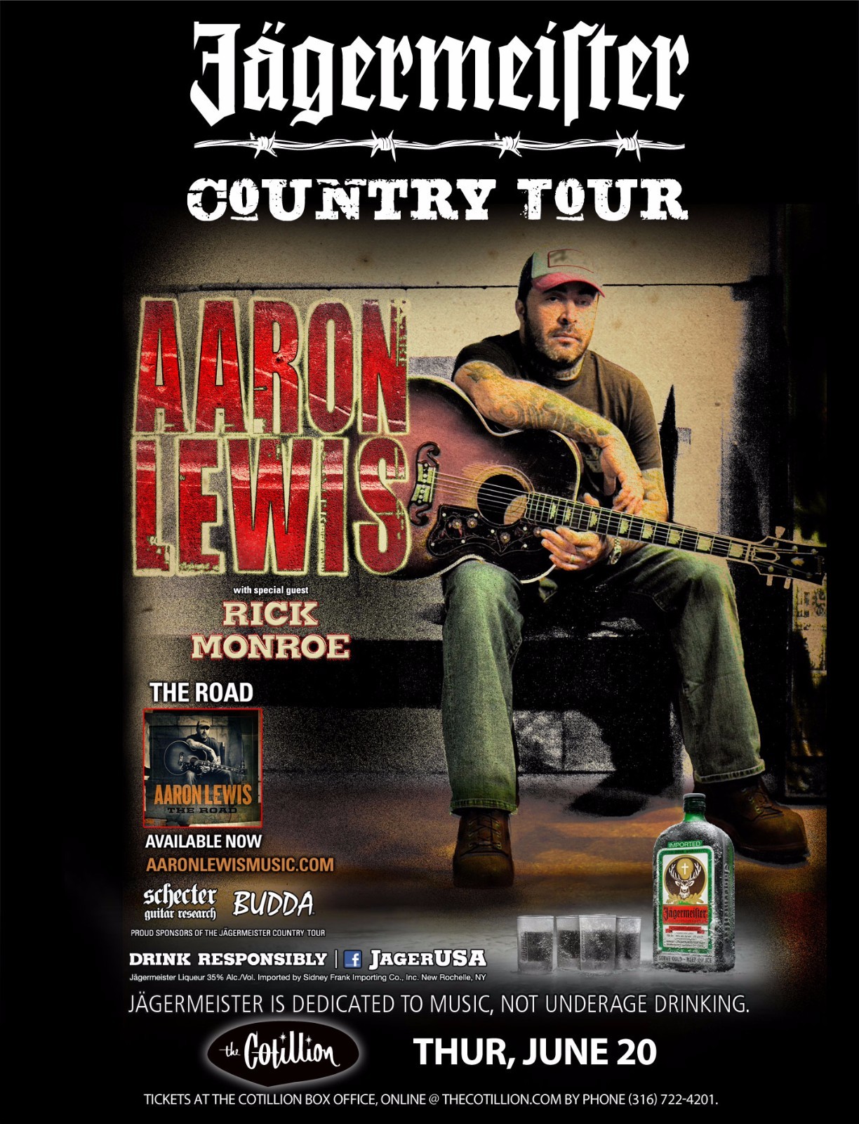 AARON LEWIS “COUNTRY TOUR” 2013 WICHITA CONCERT POSTER – Alt Metal Music, Staind