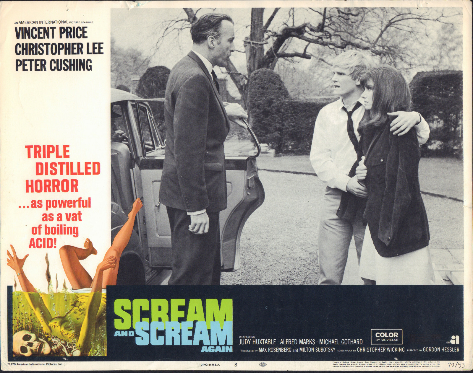SCREAM AND SCREAM AGAIN orig 1970 lobby card CHRISTOPHER LEE 11×14 movie poster