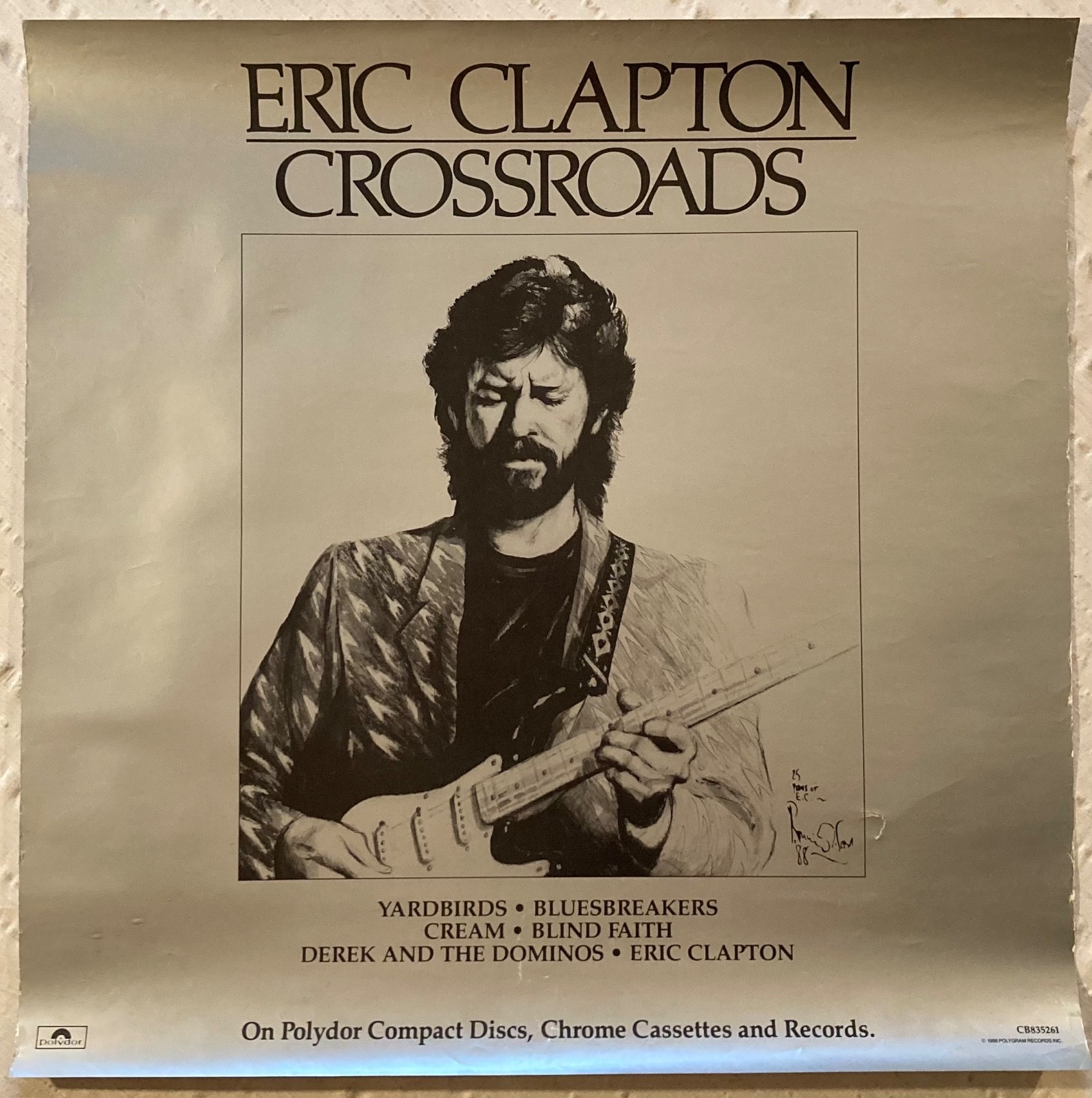 Eric Clapton 1988 Promo Poster Crossroads Silver Ink