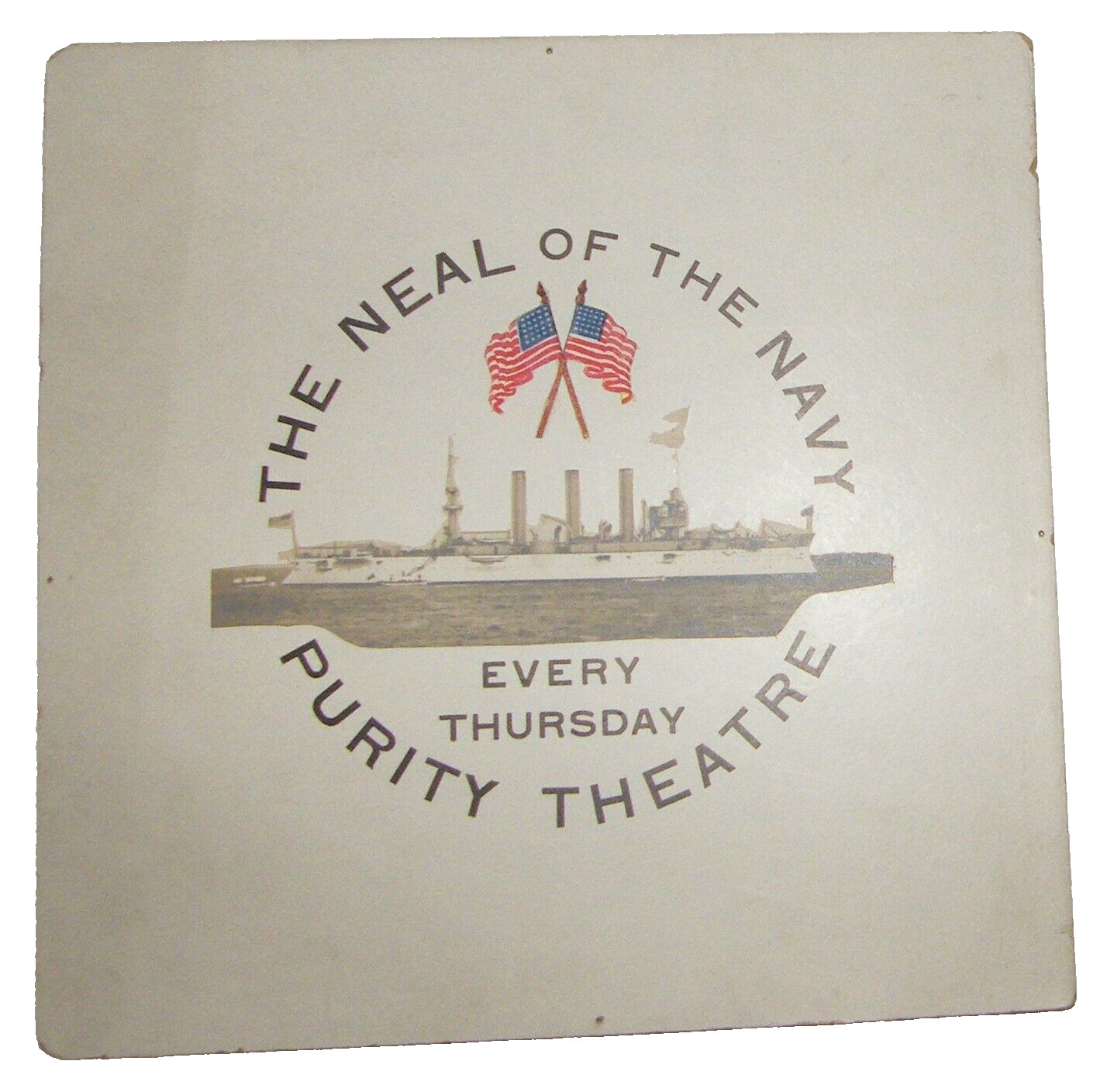 1915 Antique WW1 NEAL OF NAVY Movie Poster Sign Military Warship Purity Theatre