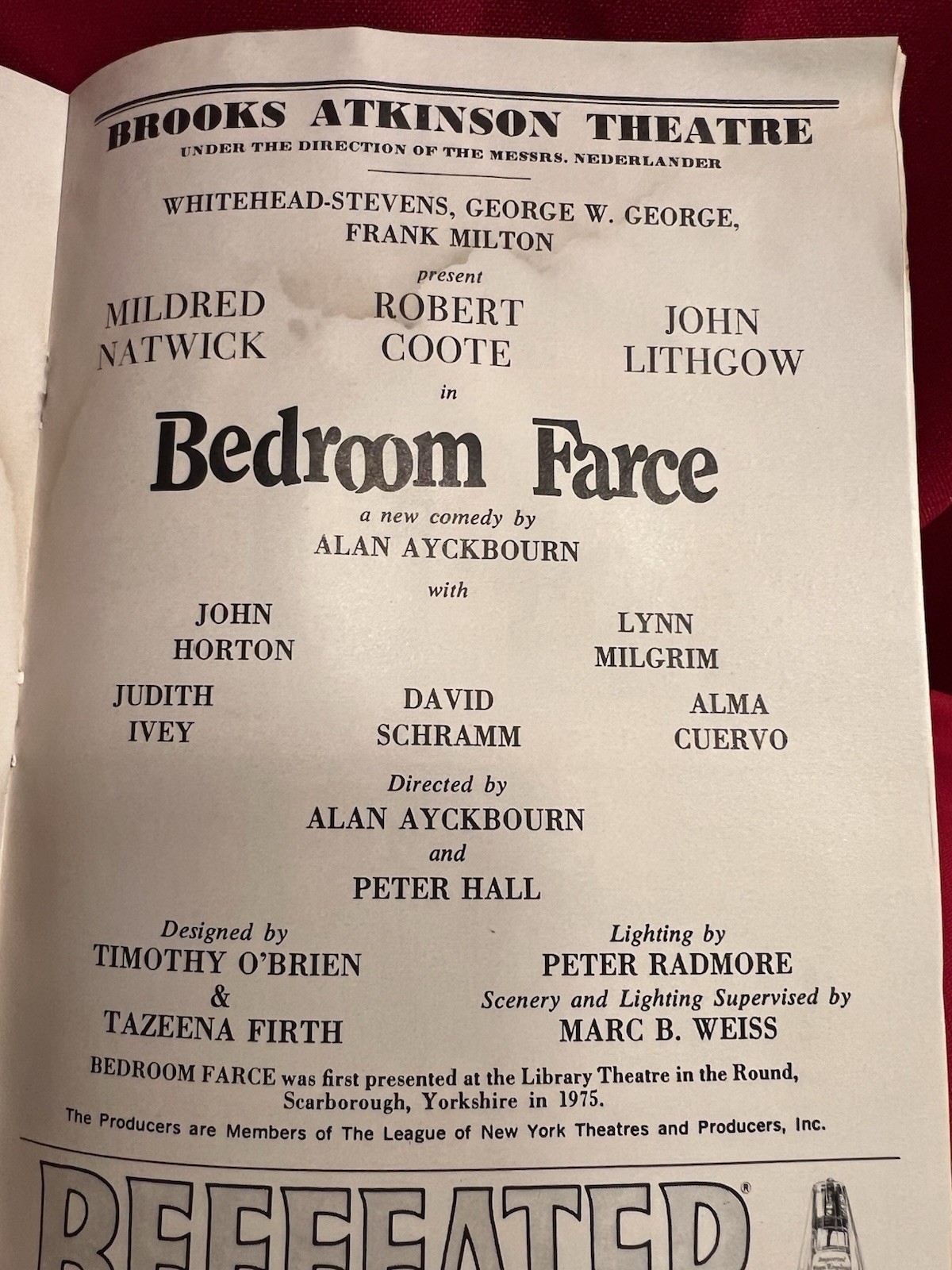 Bedroom Farce,Playbill,1979,Mildred Natwick,Jon Lithgow,Judith Ivey,Vintage