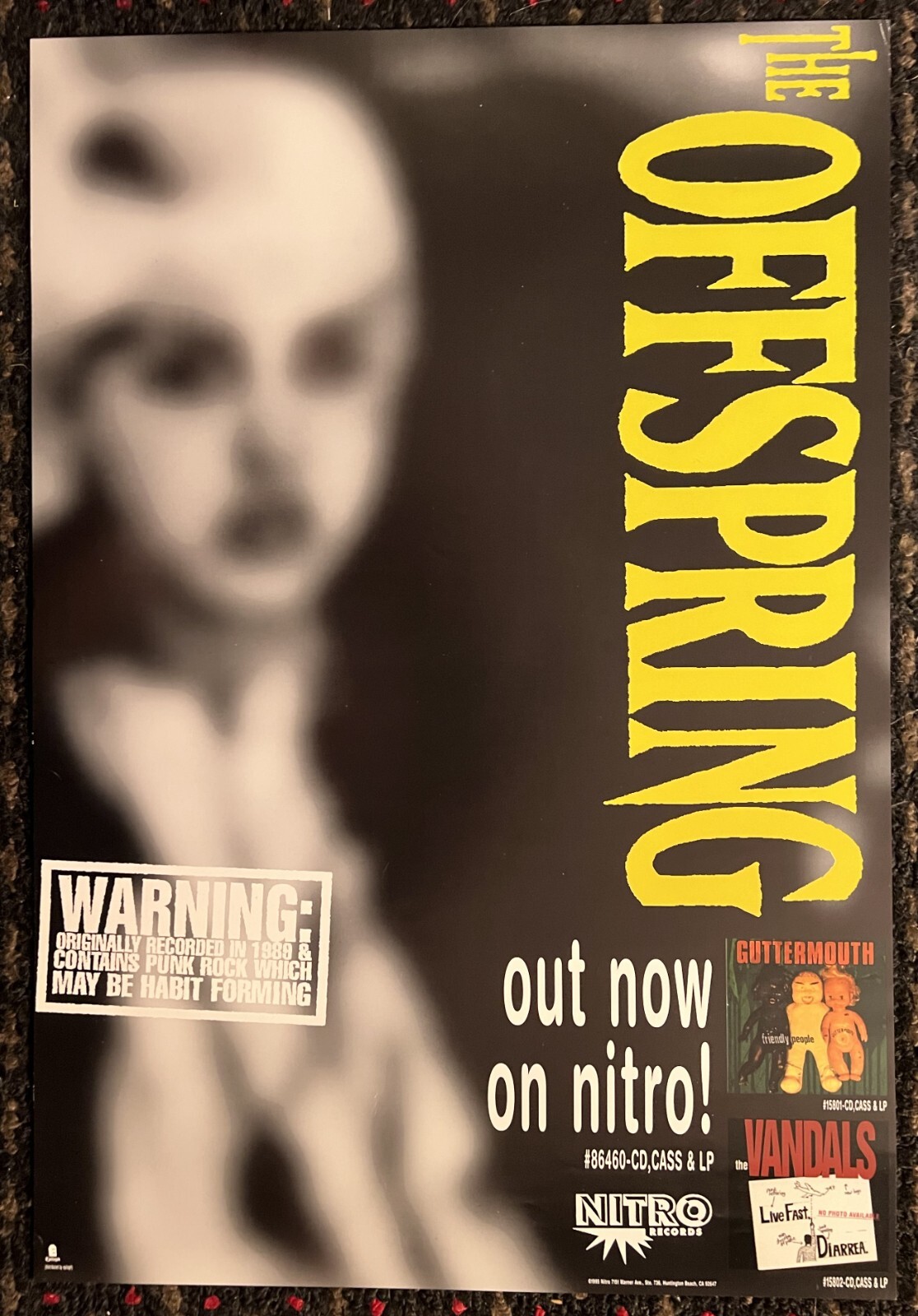 OFFSPRING debut NITRO 13×19 record store promo poster pop skate PUNK Vandals