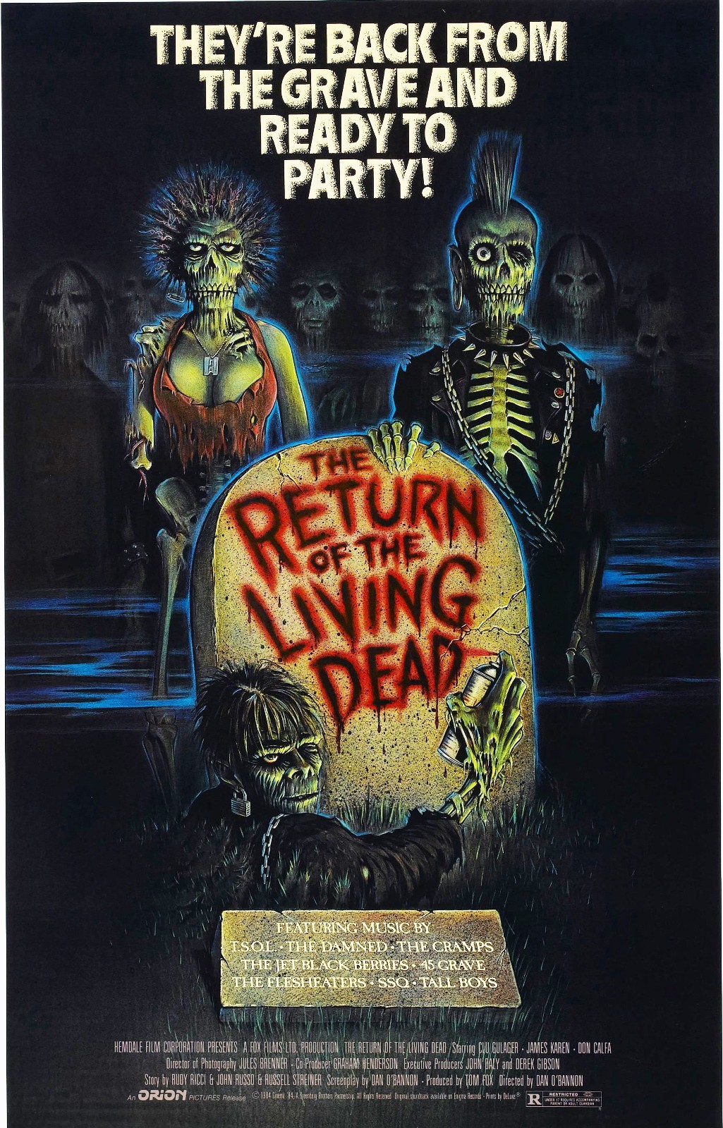 RETURN OF THE LIVING DEAD Movie Poster Horror Zombies Night Dawn Day Undead