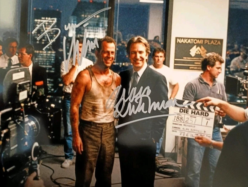 Bruce Willis & Alan Rickman Autographed Rare Die Hard Photo Elite Signatures COA