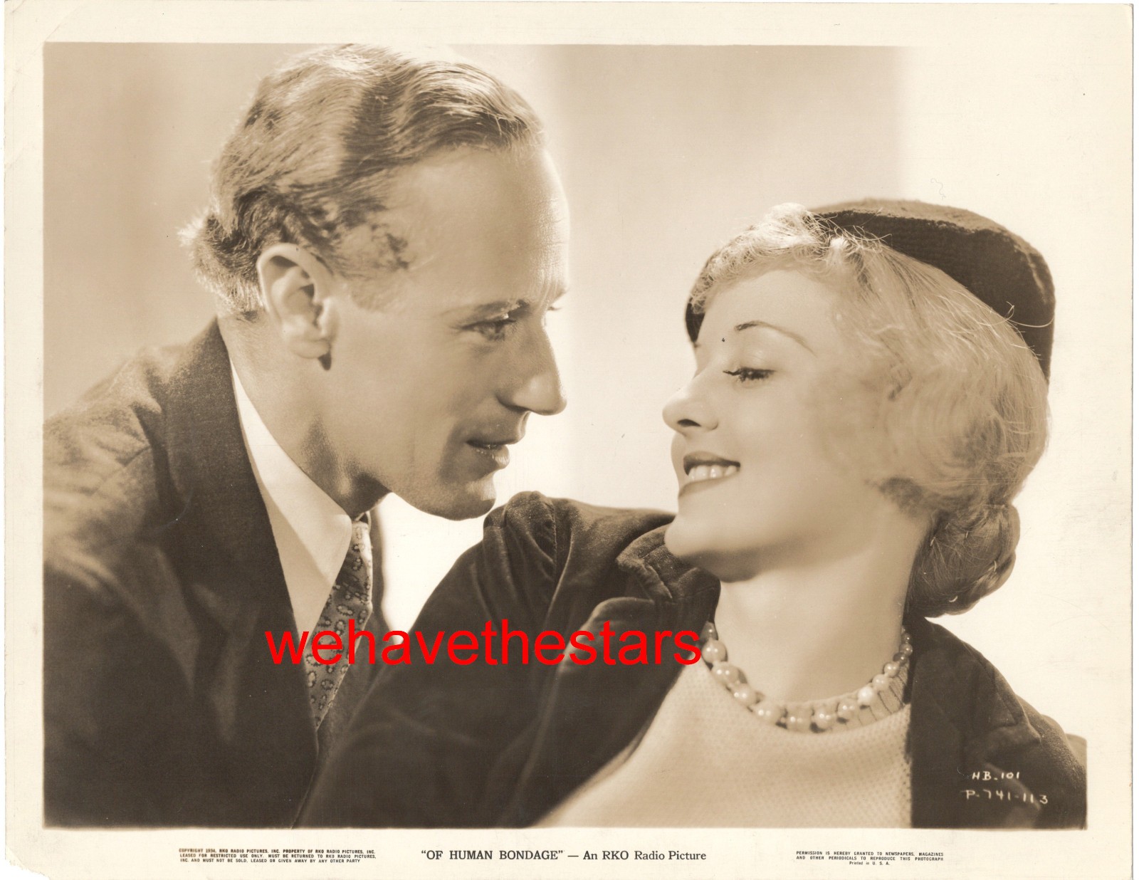 VINTAGE Bette Davis Leslie Howard OF HUMAN BONDAGE ’34 Publicity Portrait