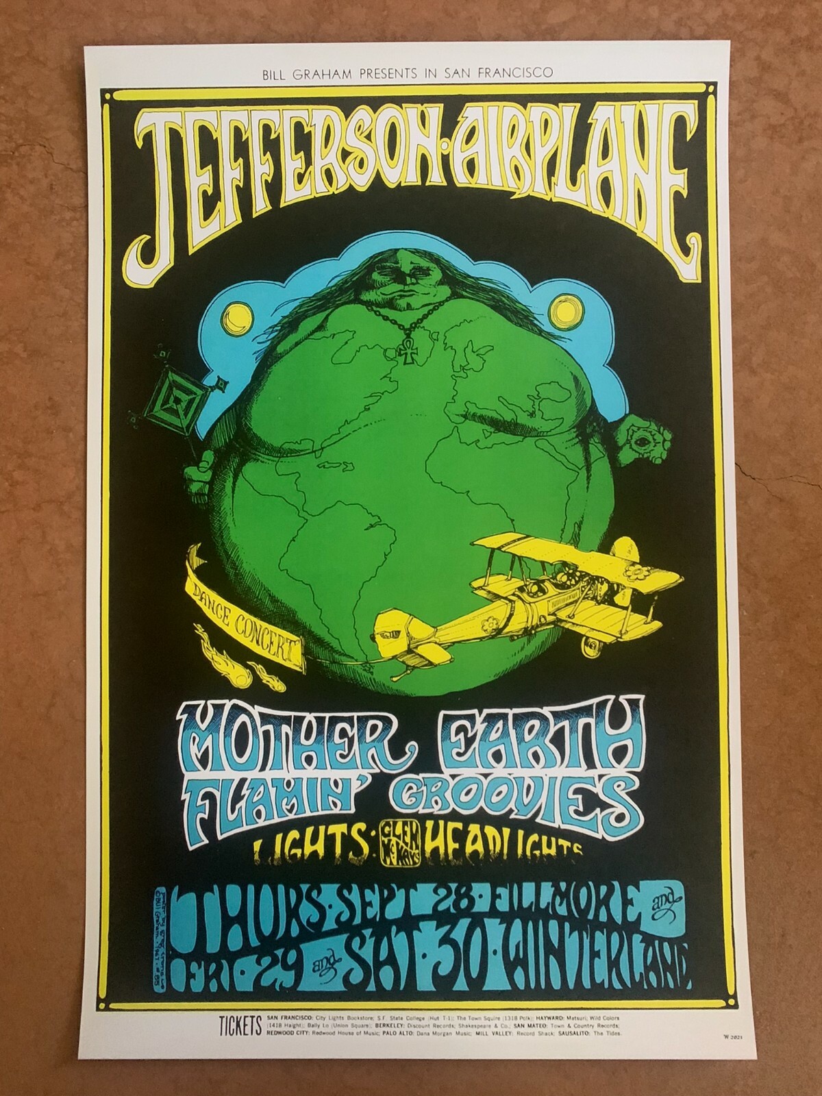 Fillmore poster BG-85-RP-2 Jefferson Airplane, Mother Earth, Flamin’ Groovies