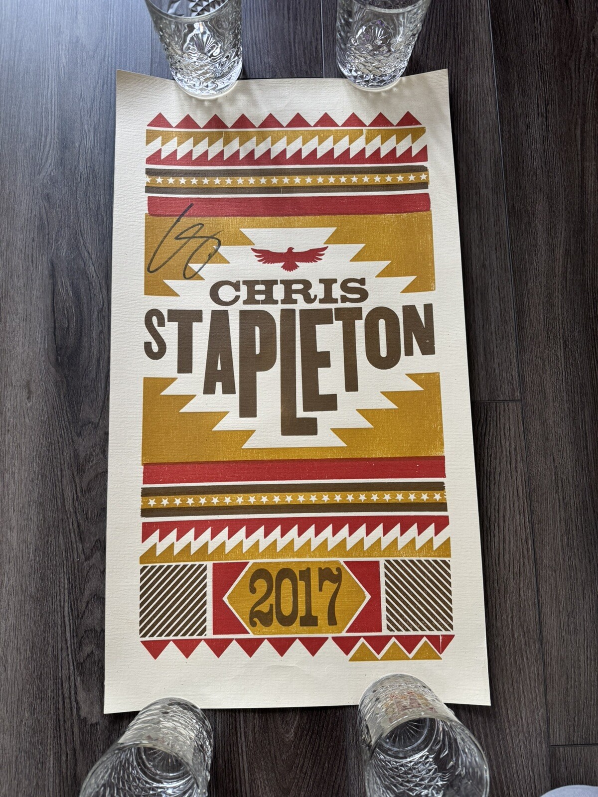 Autographed Chris Stapleton Summer 2017 Tour Poster Signed 13×23