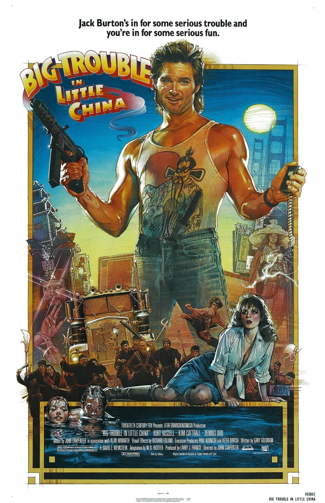 Big Trouble In Little China movie poster, Kurt Russell, John Carpenter – 11 x 17
