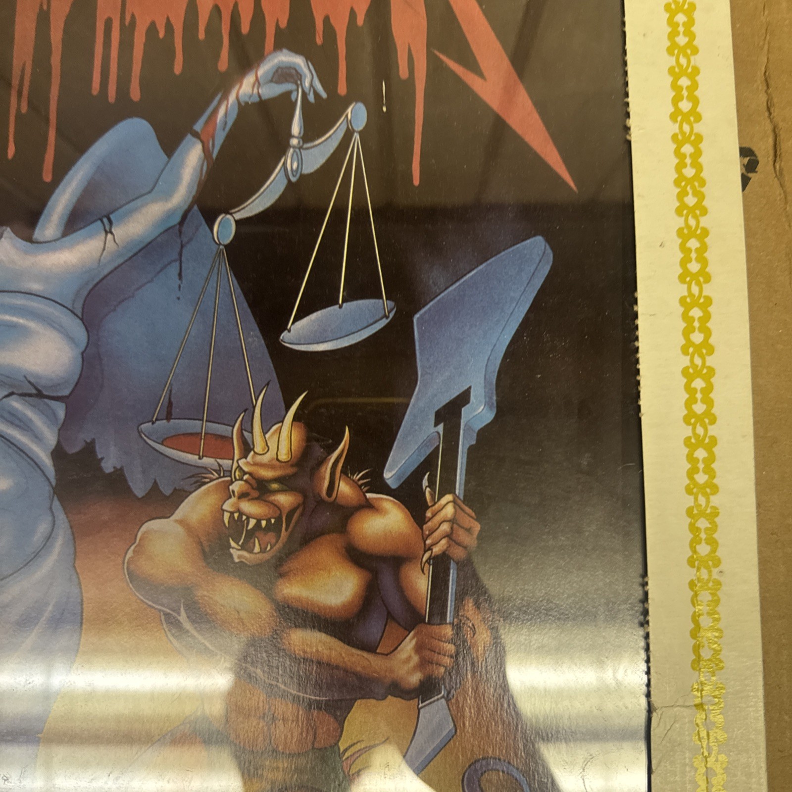Vintage METALLICA Justice Demon Carnival Prize W/Glass 14” X 14”
