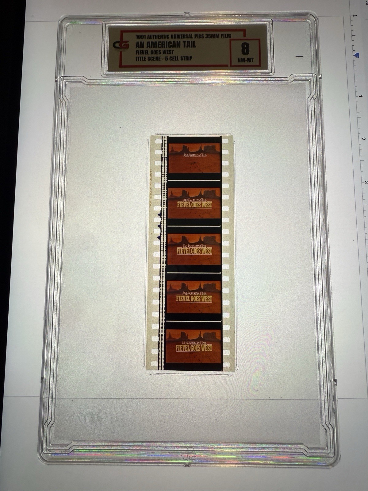 An American Tail Fievel Goes West CG Graded 8 Jumbo 35mm Film Cell Title Slab