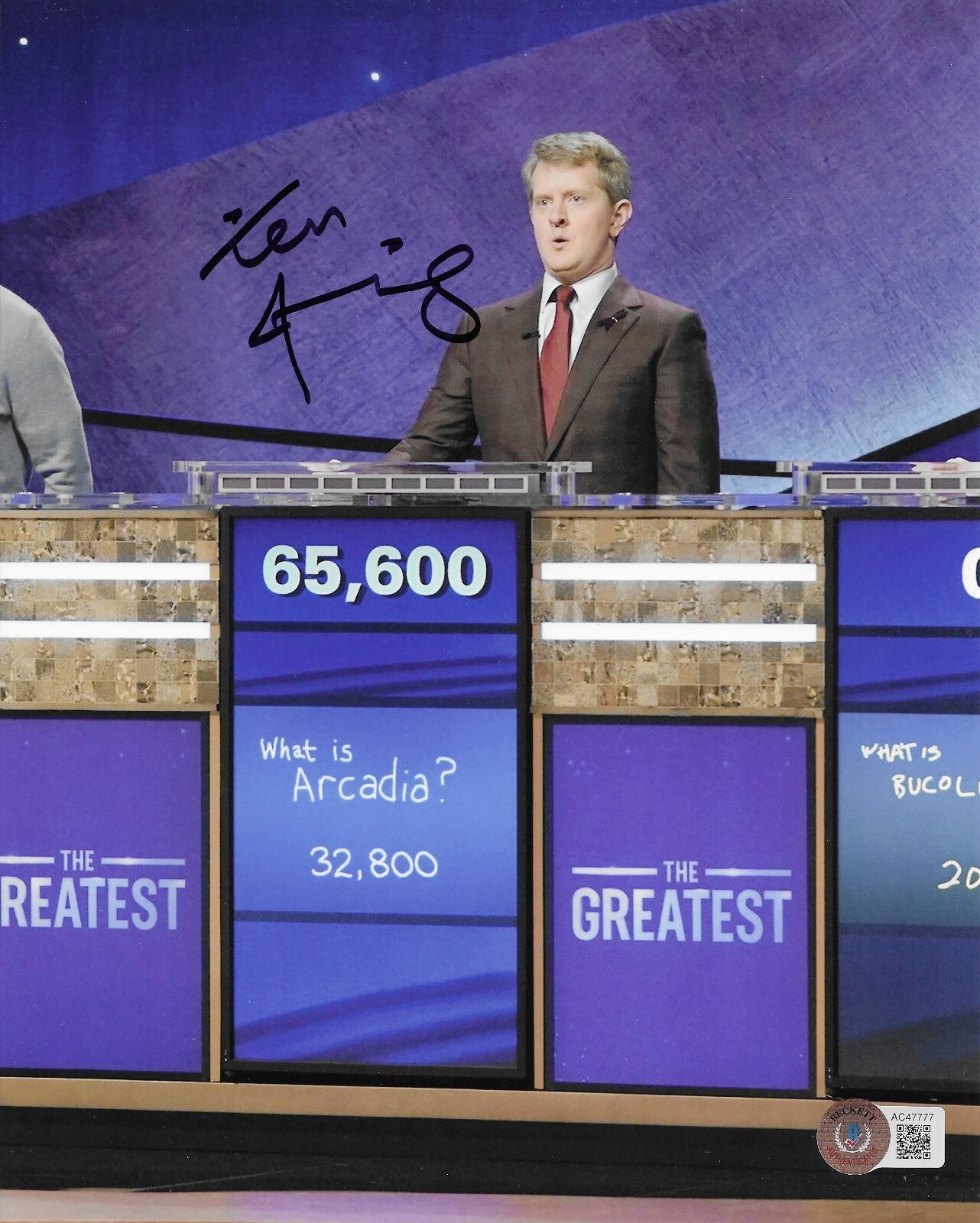 Ken Jennings Signed 8×10 Photo Autographed BAS Jeopardy GOAT G.O.A.T. TOC 77