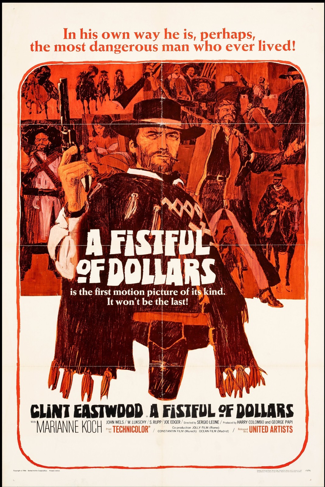 1964 A Fistful of Dollars Original Movie Poster Linen 27×41 Clint Eastwood 1967
