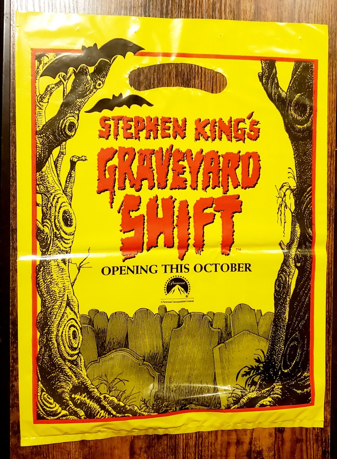 1990 “GRAVEYARD SHIFT” Stephen King Paramount PROMOTIONAL PLASTIC BAG Lot Of (5)