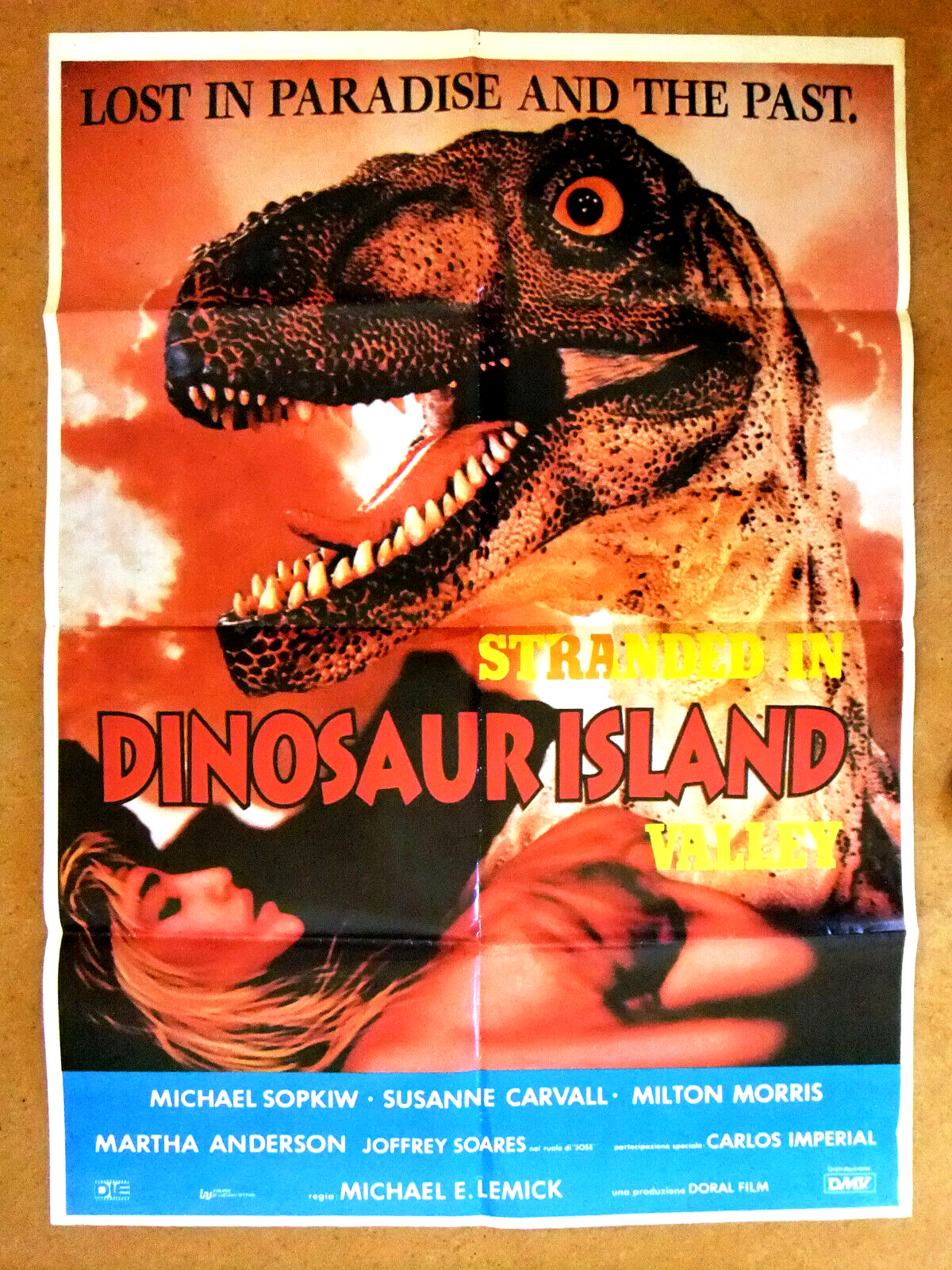 Stranded (Massacre) in Dinosaur Island Valley Lebanese Orginal Movie Poster 80s
