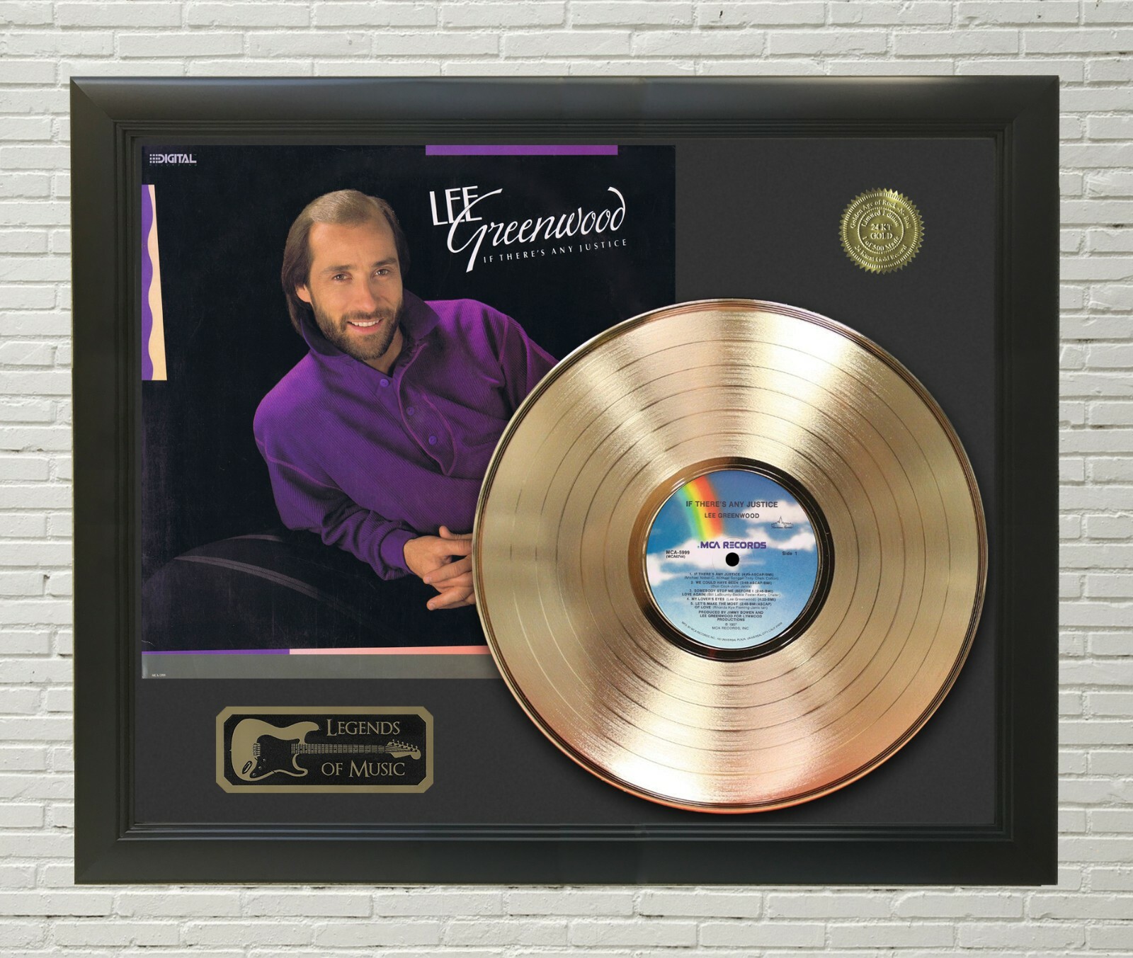 Lee Greenwood Framed Legends Of Country Music Gold LP Record Display