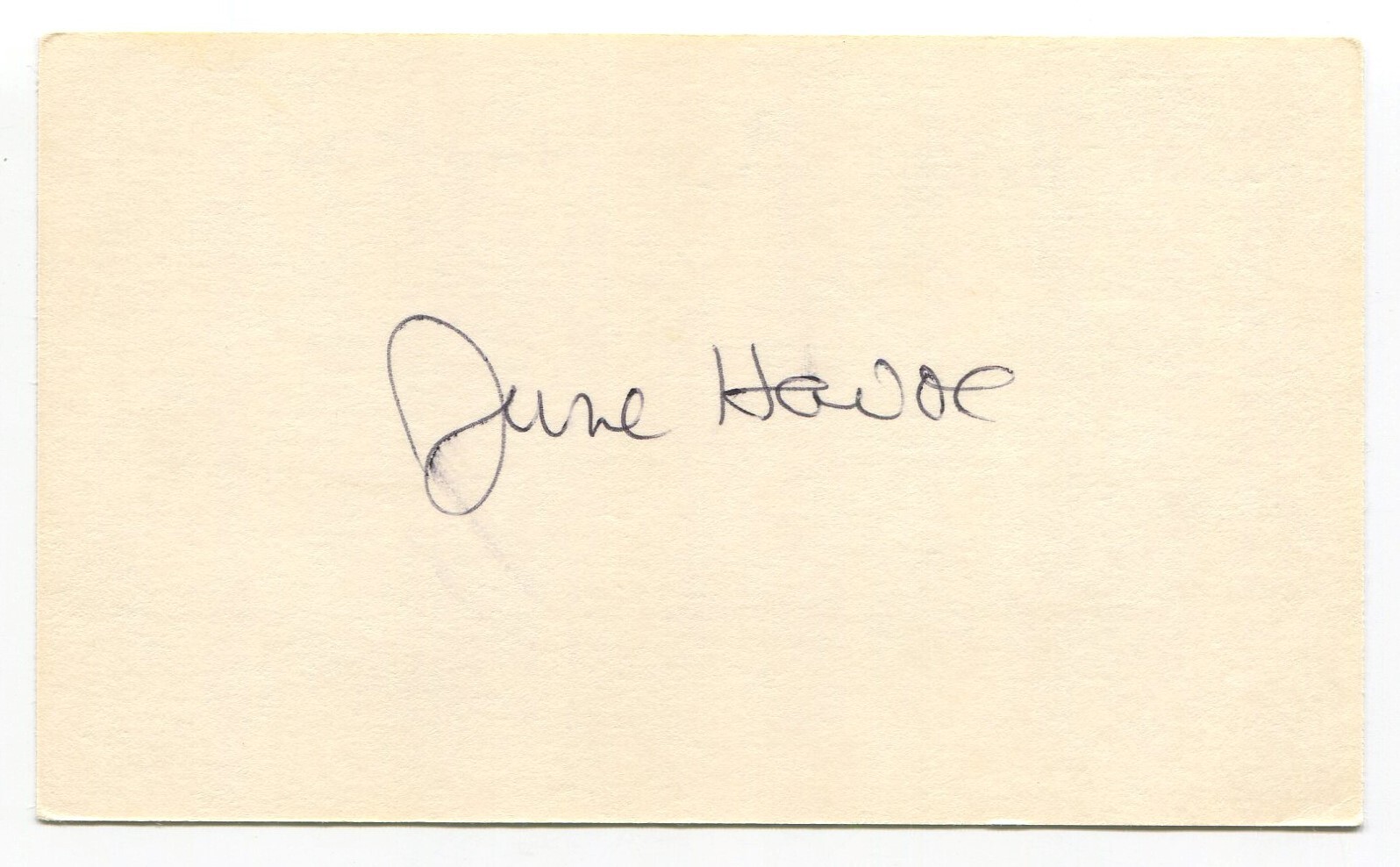 June Havoc Signed 3×5 Index Card Autographed Signature Actress