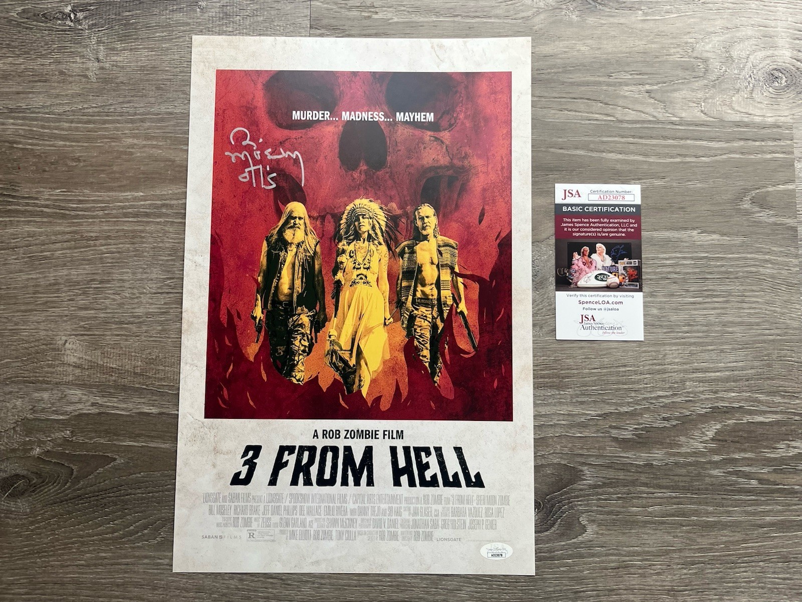 Bill Moseley Signed 3 From Hell 11×17 Photo JSA COA Otis Driftwood Horror Auto