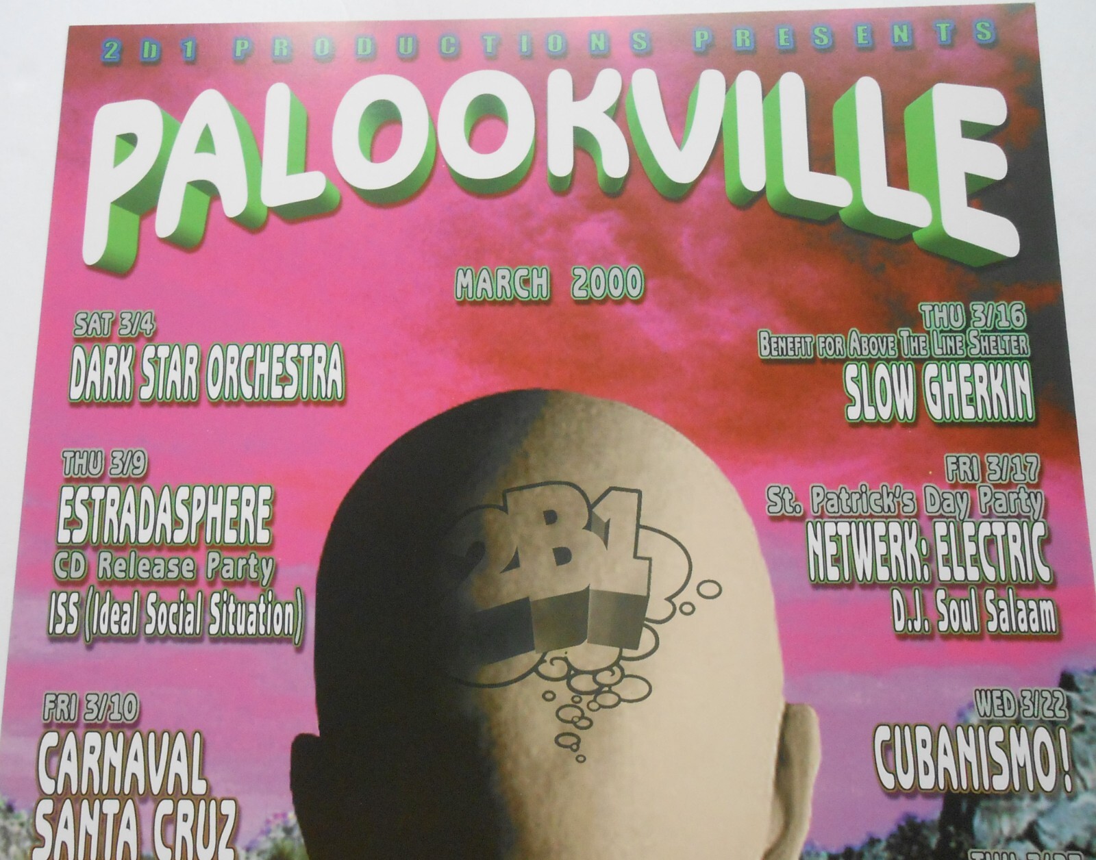 PALOOKAVILLE MARCH 2000 POSTER & CARD REGGAE SKA SLOW GHERKIN DSO SANTA CRUZ