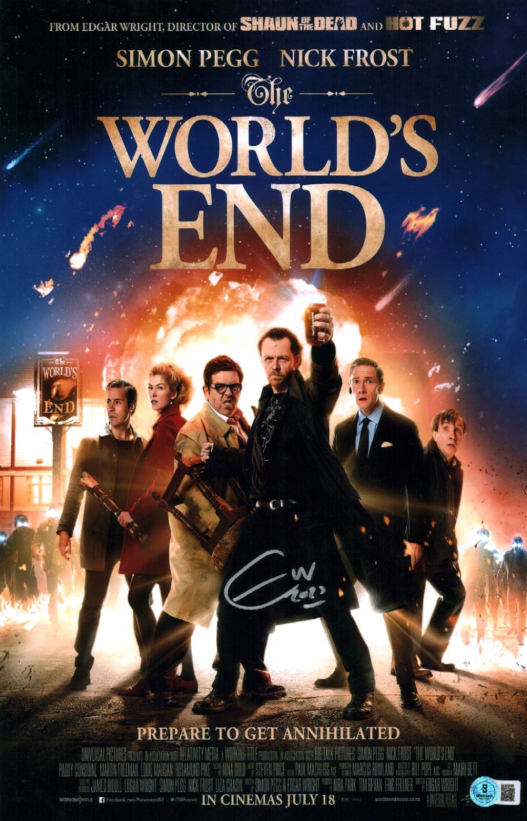 Edgar Wright Signed Autographed The Worlds End Director 11×17 Photo BAS COA