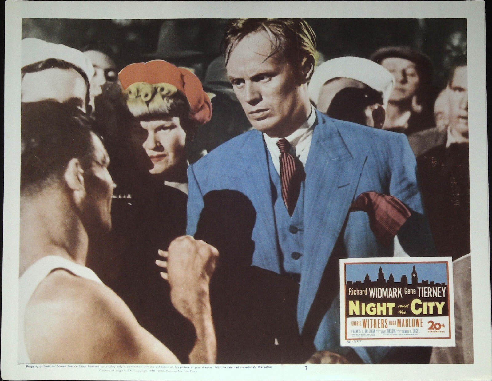 Night and the City Lobby Card #7 best close up of Richard Widmark, Jules Dassin!