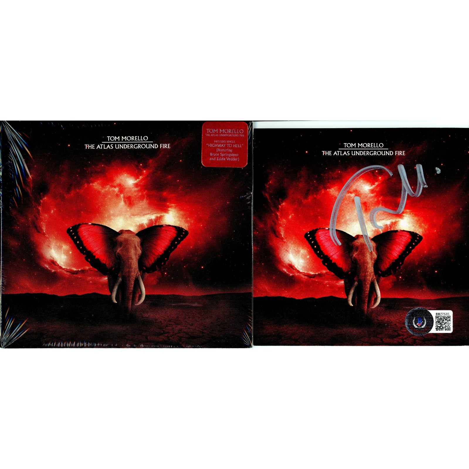 Tom Morello Signed CD The Atlas Underground Fire Beckett BAS COA Album Autograph