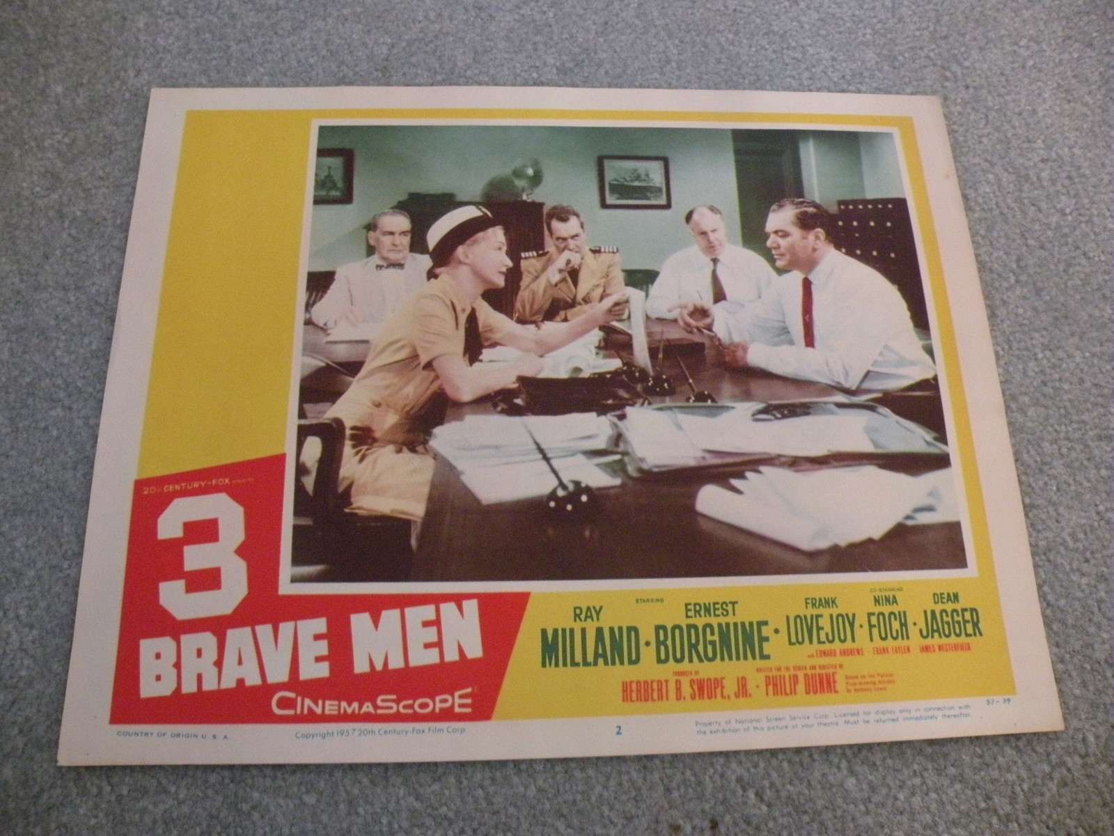 3 Brave Men Ray Milland – Ernest Borgnine Lobby Card 1957 #57/34-2 movie 11X14