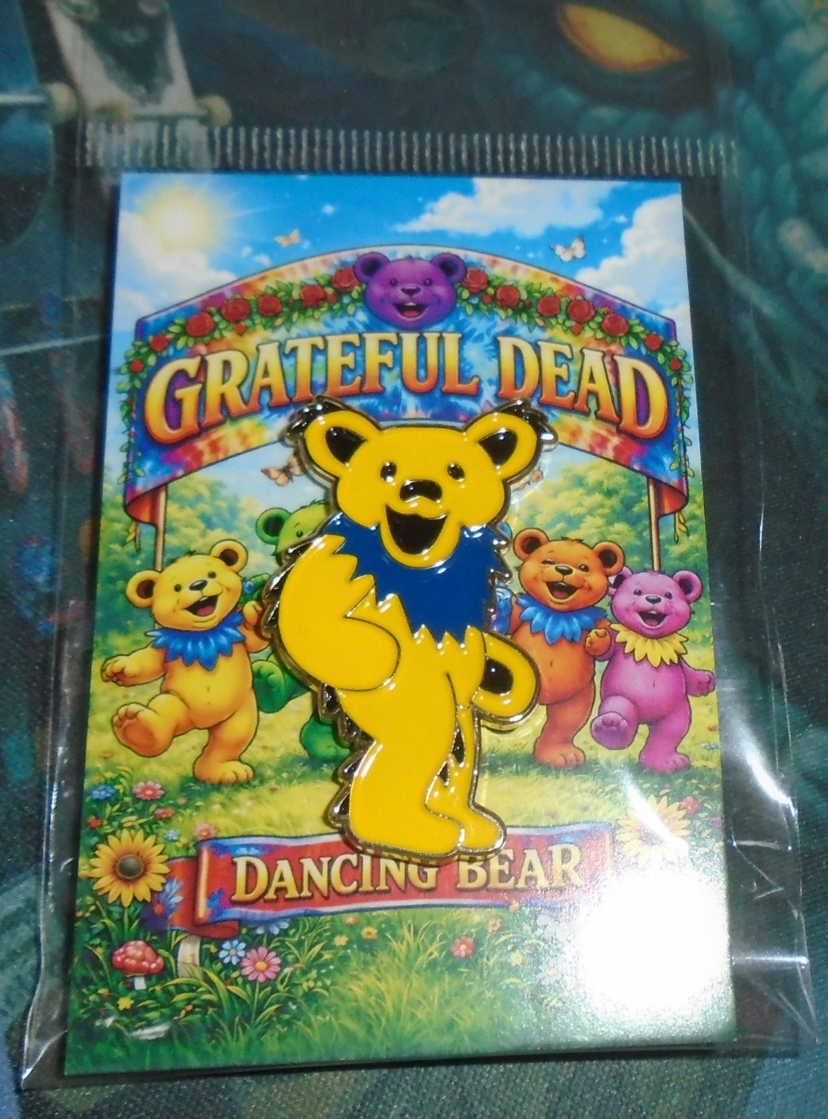Grateful Dead Dancing Bear Enamel Pin Set of 5 – 1.5” Hat Lapel Pins