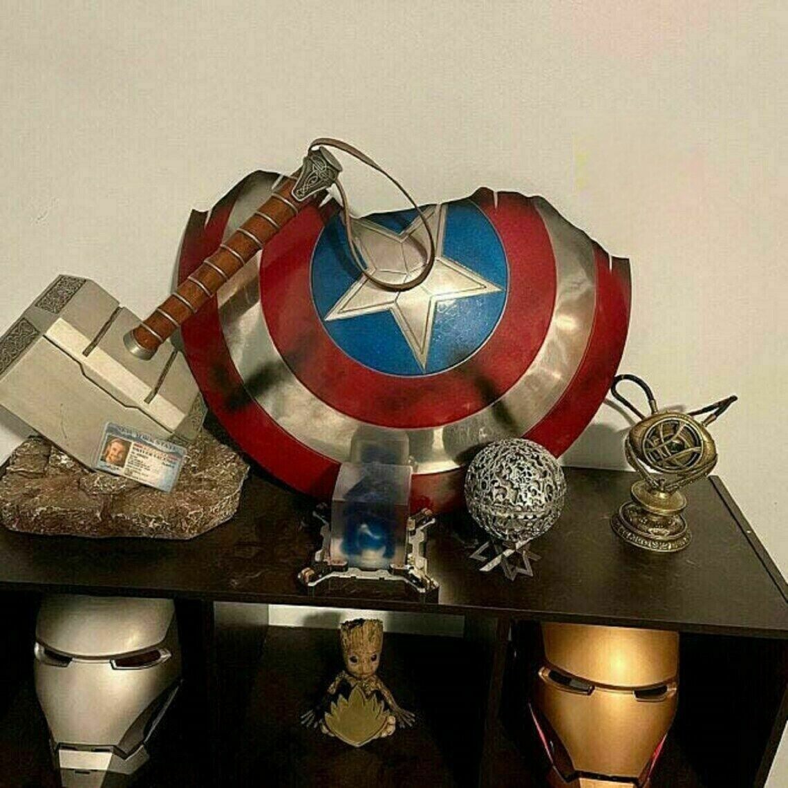 Antique Captain America Endgame Broken Shield Metal Prop Replica Avengers Gift