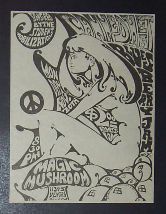 Canned Heat The Magic Mushroom LA 1967 Small Poster Type Psychedelic Concert Ad