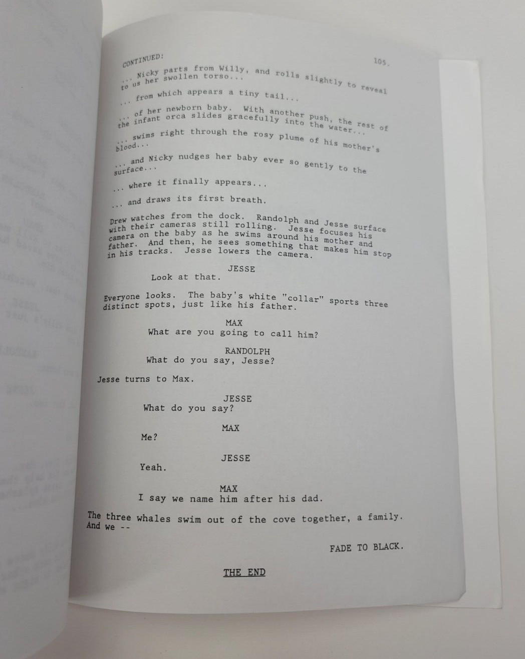 FREE WILLY 3: THE RESCUE / John Mattson 1996 Agency Screenplay, killer whale