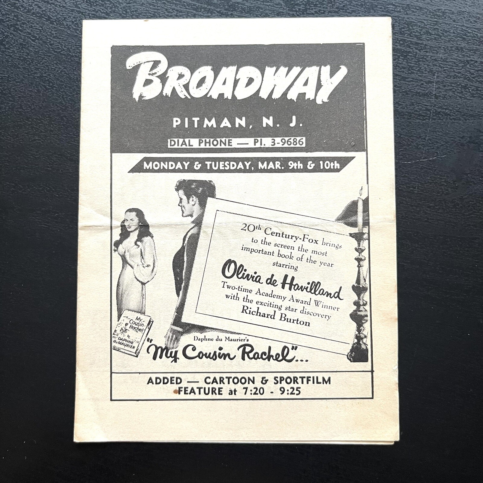 1953 Broadway Pitman, N.J. Movie Theater Program Home Of Cinemascope Pictures