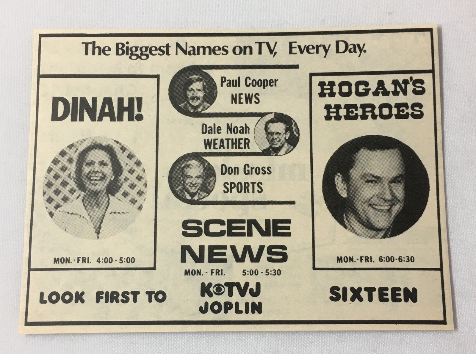 1976 KTVJ tv ad~ DINAH SHORE, HOGAN’S HEROES, PAUL COOPER, DALE NOAH, DON GROSS