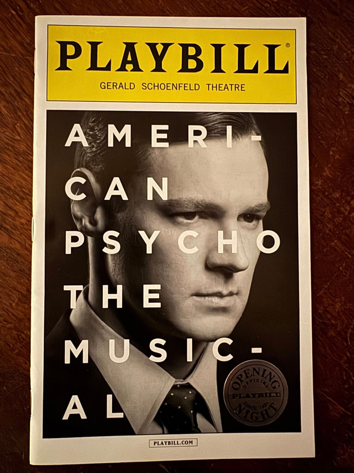 American Psycho playbill Benjamin Walker Broadway musical opening night w/ seal