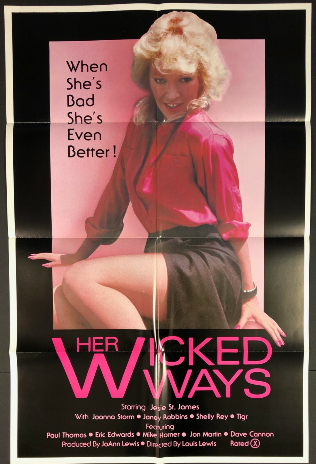 1983 “Her Wicked Ways” Sexploitation Adult Film 25×38 Poster