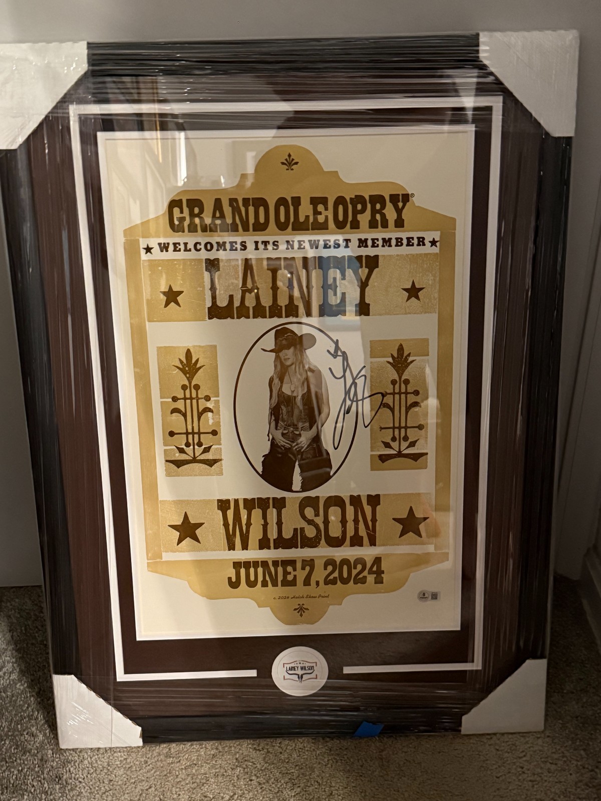 Lainey Wilson SIGNED Grand Ole Opry Induction Hatch Show Framed Print