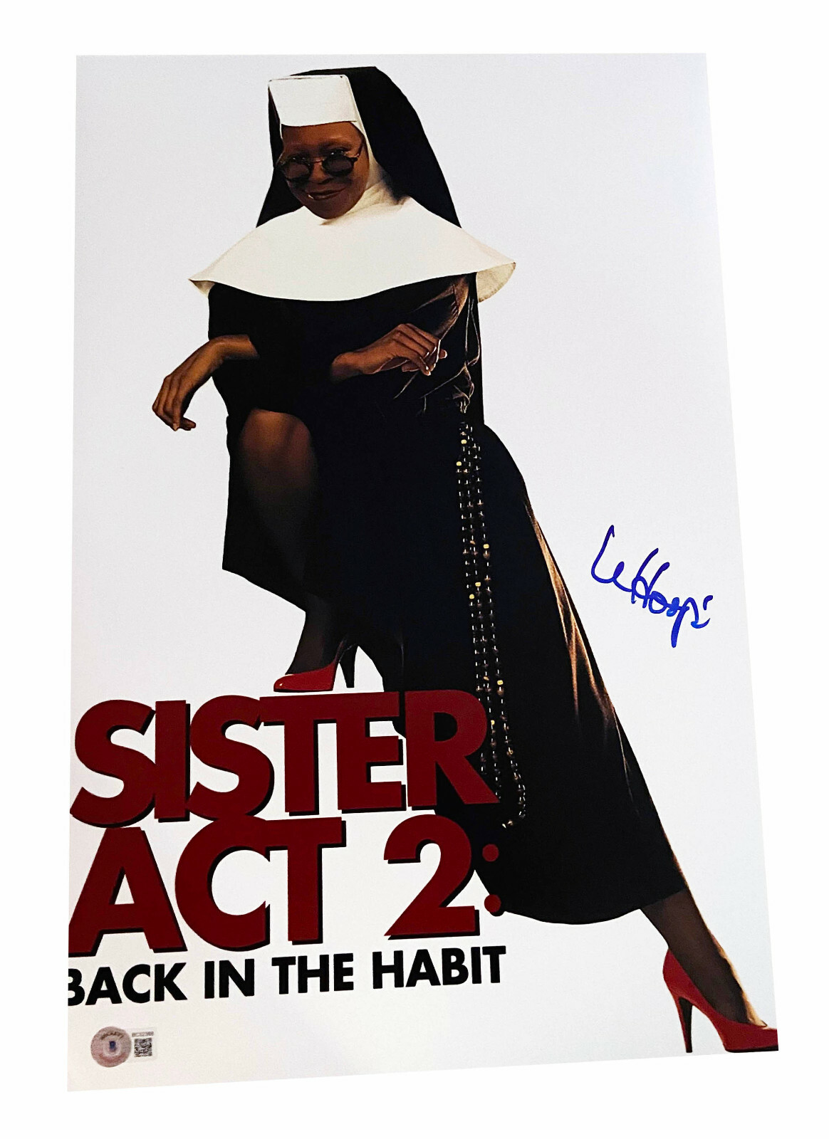WHOOPI GOLDBERG SIGNED AUTOGRAPH 12X18 PHOTO SISTER ACT 2 BAS BECKETT